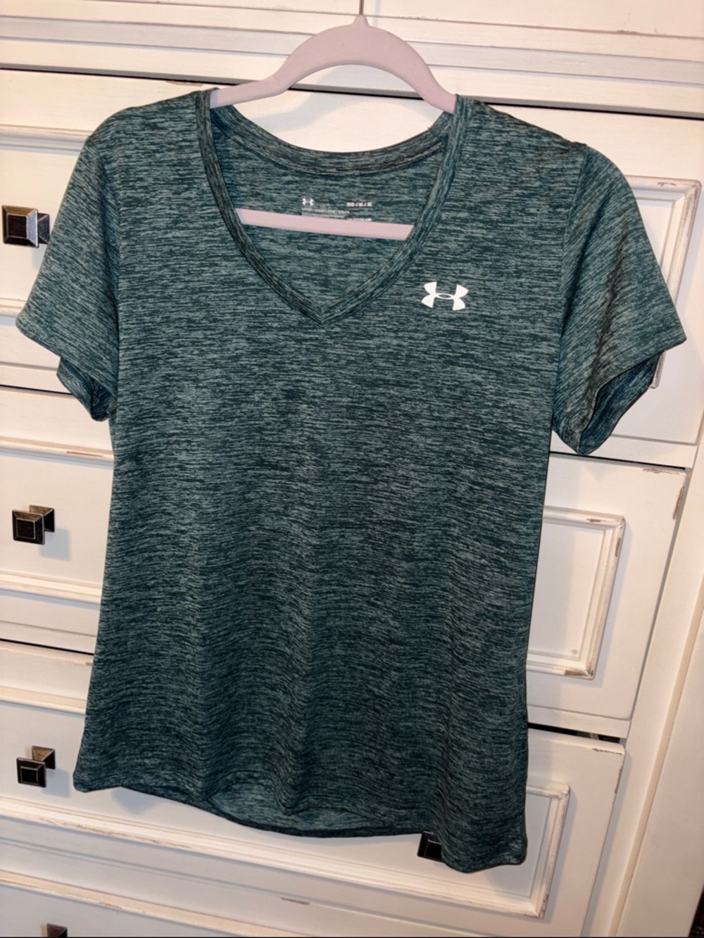 Under Armour Women's Heathered Teal V-Neck Performance Tee